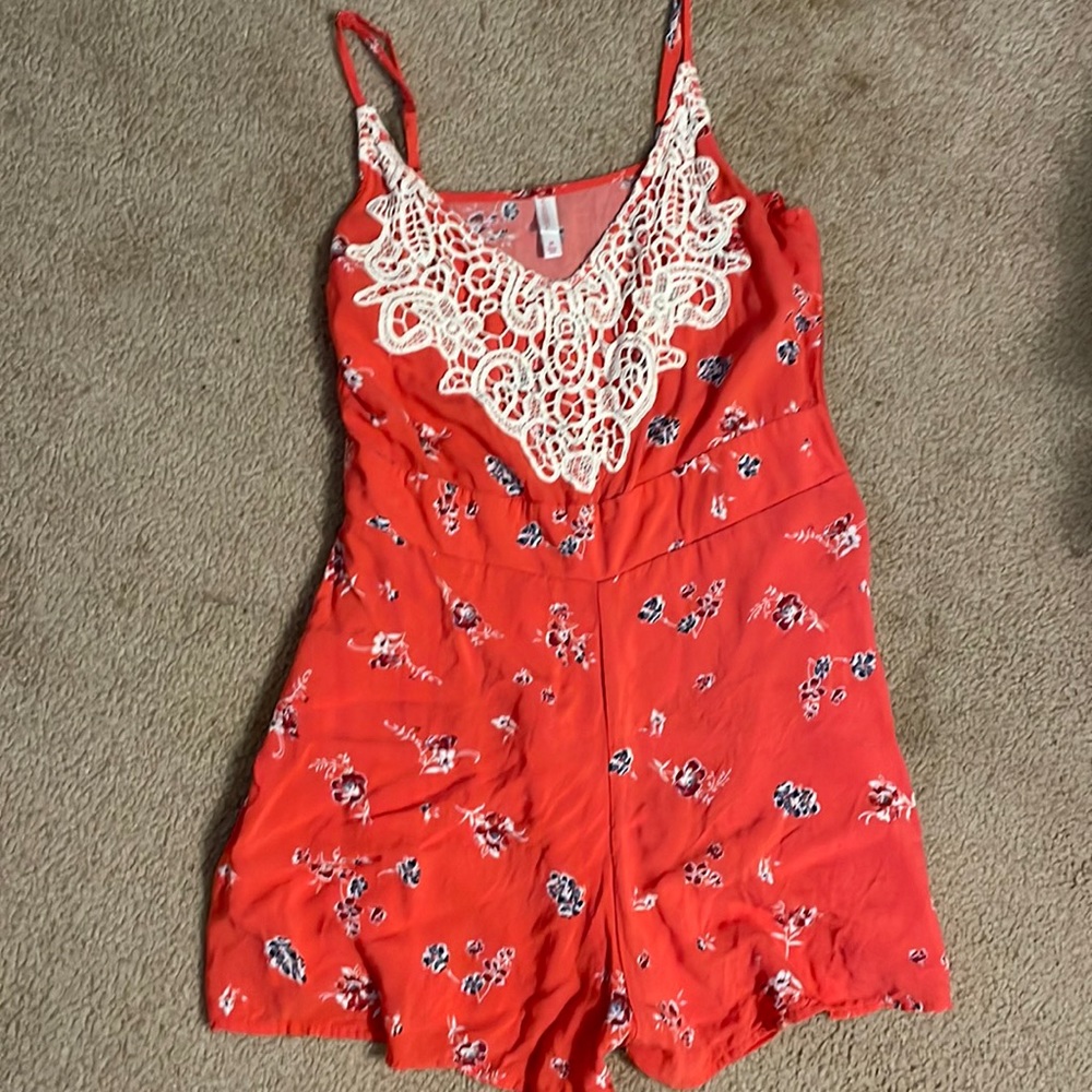 Pink floral romper